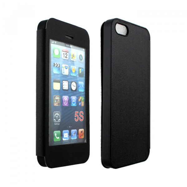 Wholesale iPhone 5 / 5S Slim Touch Screen Flip Leather Case (Black)